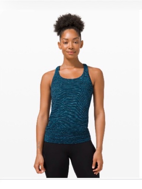 lululemon athletica Tops - Lululemon Cool Racerback Tank Top Blue Black Prism Stripe Size 4
